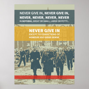 Poster Citation de Winston Churchill - Ne jamais céder