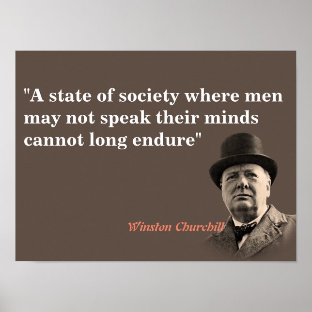 Poster Citation De Winston Churchill Sur La Liberté D'Exp (Devant)