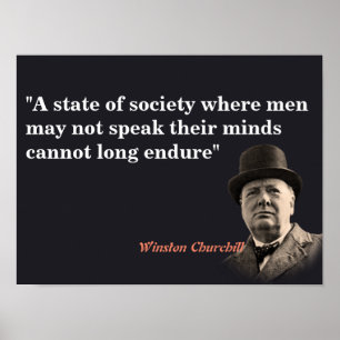Poster Citation De Winston Churchill Sur La Liberté D'Exp