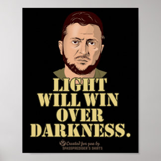 Poster Citation de Zelensky La Lumière Gagnera Le Préside