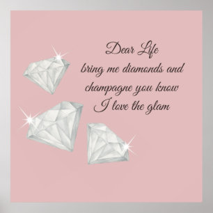 Poster Citation Diamants & Champagne – Édition Cher La Vi