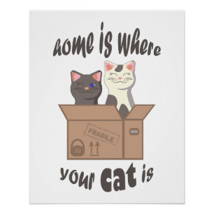 Poster Citation drôle Accueil est où est votre chat
