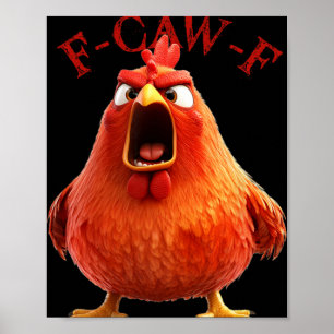 Poster Citation drôle de coq de poulet F-caw-f