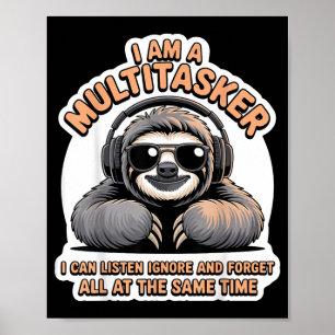 Poster Citation drôle de multitâcheur Humour sarcastique 