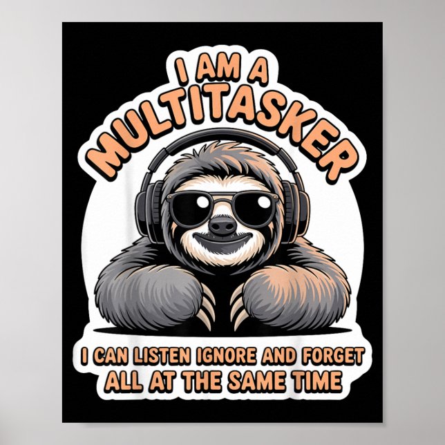 Poster Citation drôle de multitâcheur Humour sarcastique  (Devant)