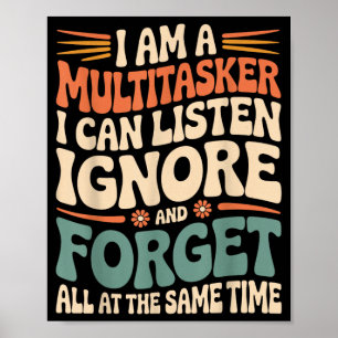 Poster Citation drôle de multitâcheur humour sarcastique 