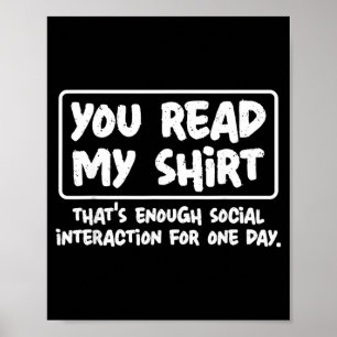 Poster Citation drôle et sarcastique de chemise à lire