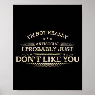 Poster Citation drôle et sarcastique Humour d'introverti
