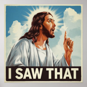 Poster Citation drôle Jésus mème J'ai vu ce chrétien