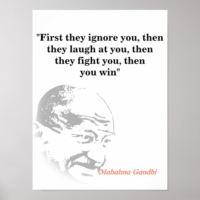 Poster Citation Du Mahatma Gandhi Sur La Victoire (Devant)