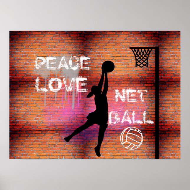 Poster Citation en Netball de Graffiti Peace Love (Devant)