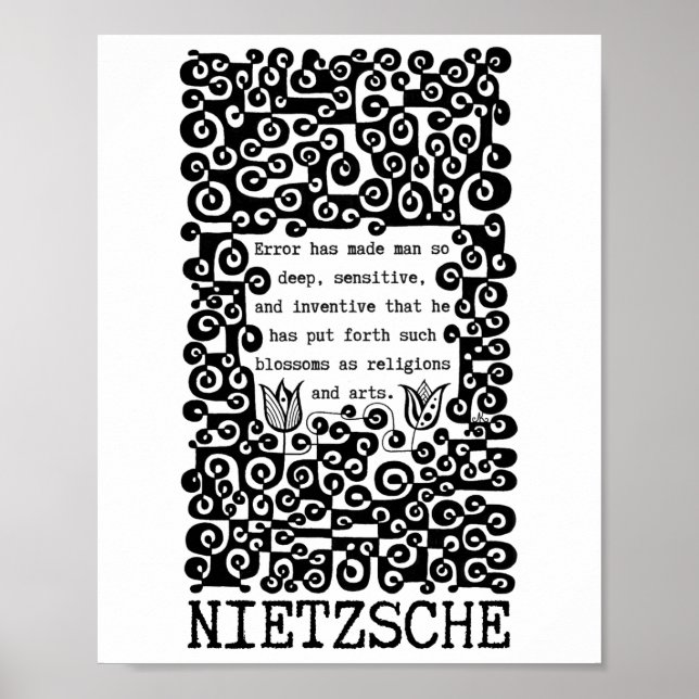 Poster Citation ERROR noir et blanc de Nietzsche (Devant)