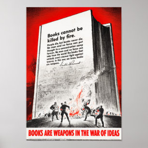 Poster Citation FDR Sur La Brûlure Du Livre - 2ÈME GUERRE