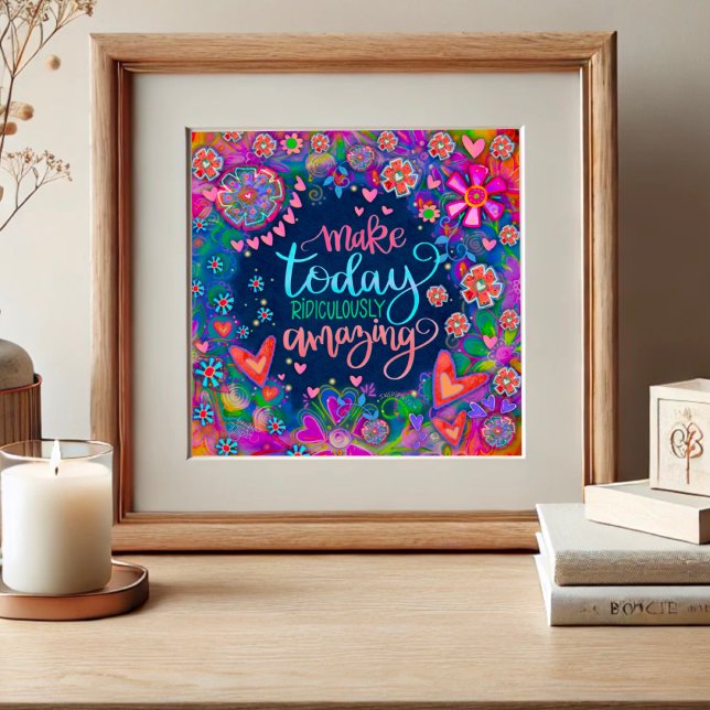 Poster Citation Florale Inspirationnelle Joli Coeur Bleu (Créateur téléchargé)