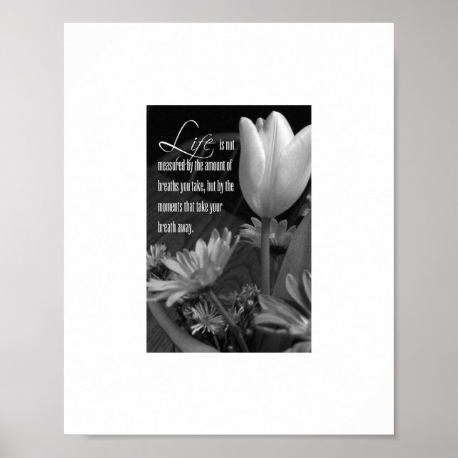 Poster Citation florale noire et blanche (Devant)