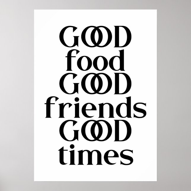 Poster Citation Good Food Friends & Times | Couleur modif (Devant)