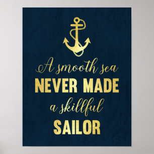 Poster Citation inspirante Ancre imprimer feuille d'or ar
