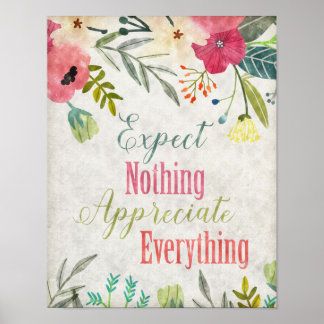 Poster Citation inspirante art aquarelle art floral