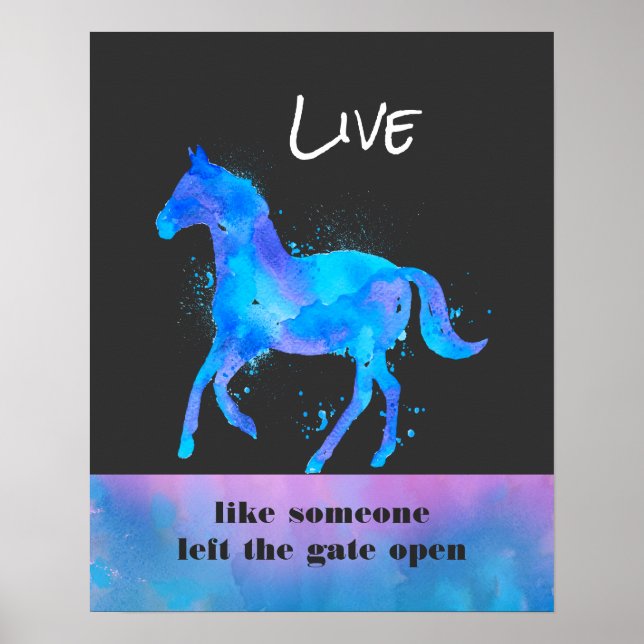 Poster Citation inspirante avec un cheval en pleine natur (Devant)