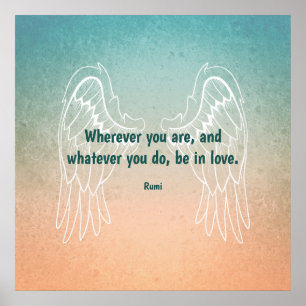 Poster Citation Inspirante de Motivation de Rumi Ailes d'