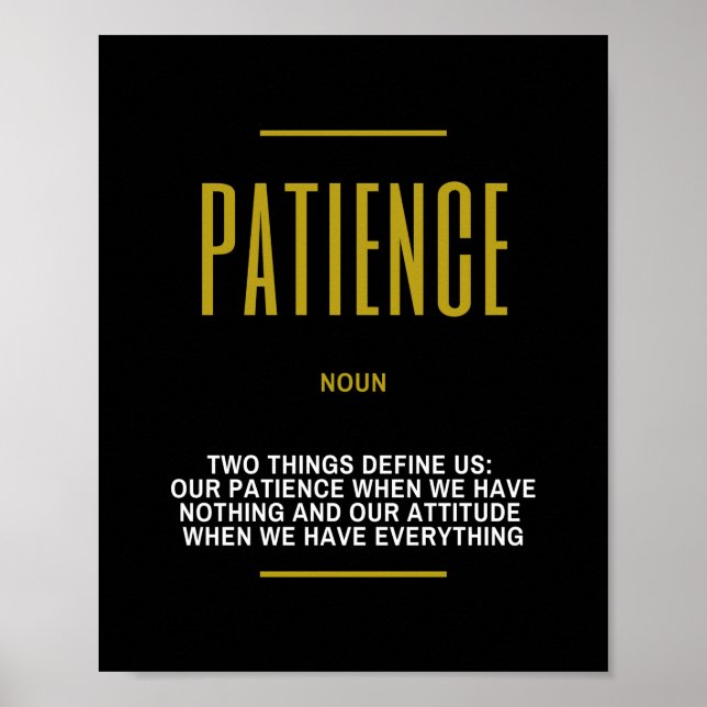 Poster Citation Inspirante De Patience Sur Le Succès (Devant)
