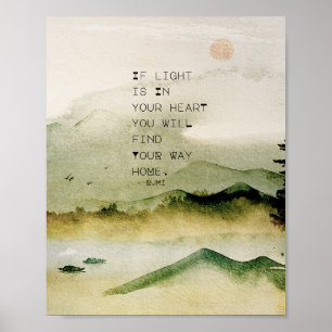 Poster Citation Inspirante de Rumi sur Paysage Aquarelle 