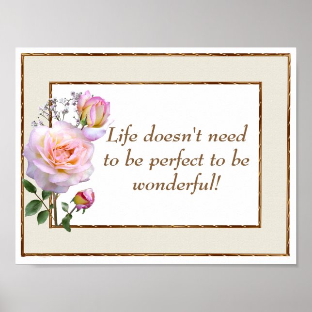 Poster Citation Inspirante de Vie Brun Rose (Devant)