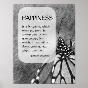 Poster Citation inspirante du bonheur des papillons