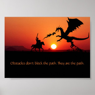 Poster Citation Inspirante et Motivante Dragon vs Chevali