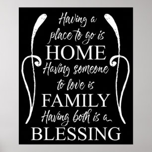 Poster Citation inspirante sur la maison - la famille - B