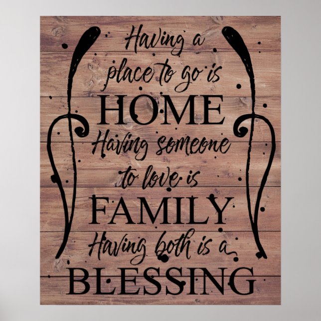 Poster Citation inspirante sur la maison - la famille - B (Devant)