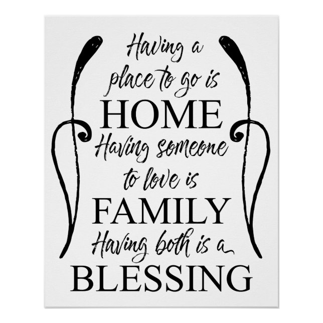 Poster Citation inspirante sur la maison - la famille - B (Devant)