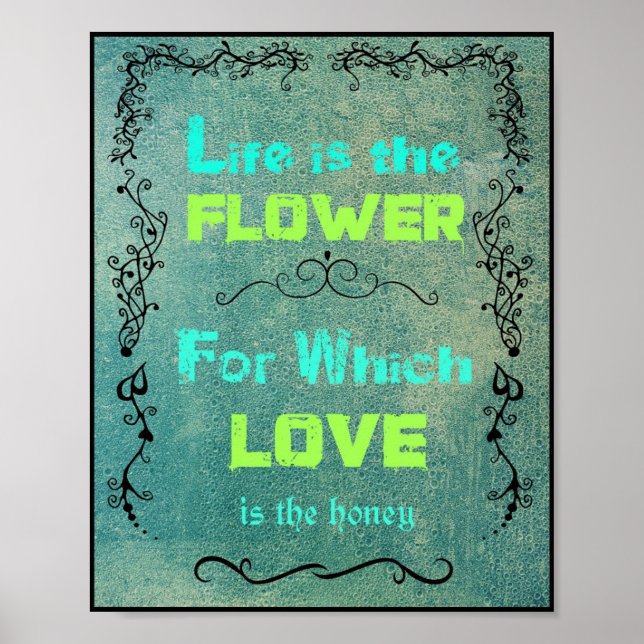 Poster Citation Inspirante sur l'Amour et la Vie (Devant)