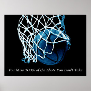 Poster Citation Inspiration Basketball Bleu Artwork