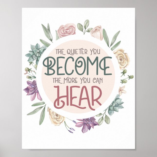 Poster Citation Inspiration Pastel Floral Wreath (Devant)