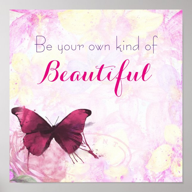 Poster Citation Inspirationnelle Avec Papillon Aquarelle (Devant)