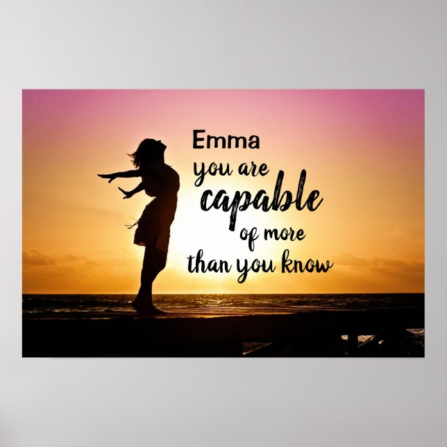 Poster Citation Inspirationnelle Nom personnalisé Capable (Devant)