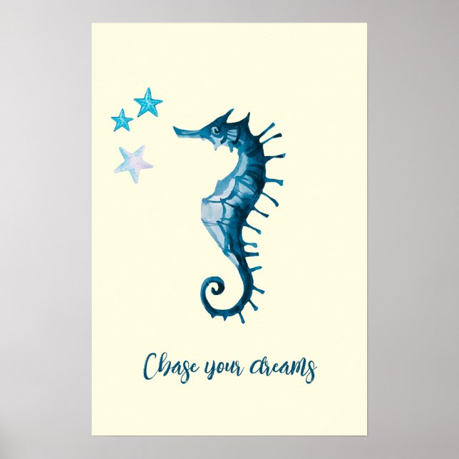Poster Citation inspirée de Blue Seahorse sur les rêves (Devant)