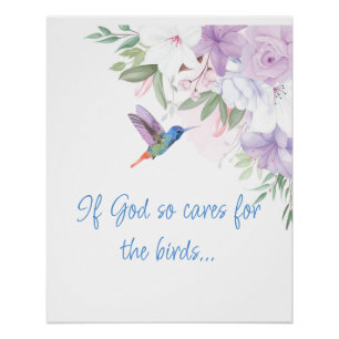 Poster Citation inspirée de la Bible Fleurs Colibri Ois