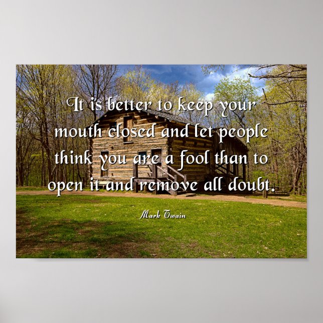 Poster Citation Mark Twain, Gardez votre bouche fermée (Devant)
