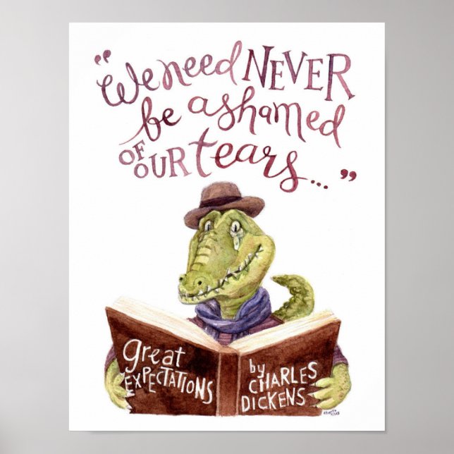 Poster Citation Motivationnelle Charles Dickens Aquarelle (Devant)