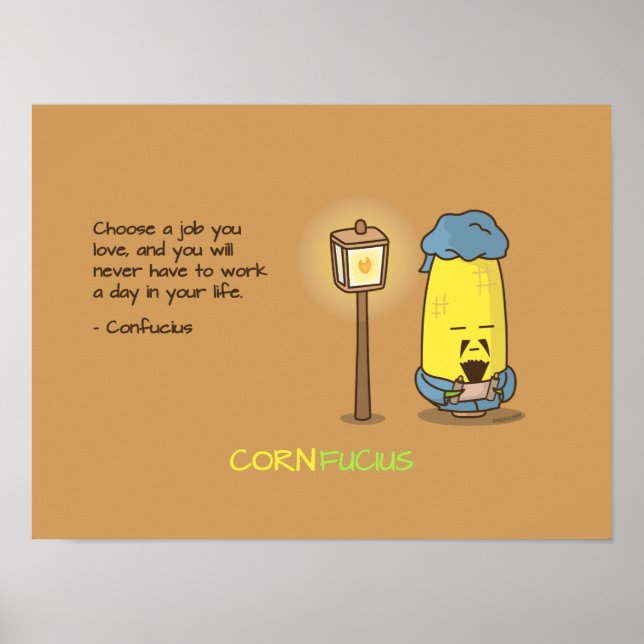 Poster Citation Motivationnelle Cute & Punny Confucius (Devant)