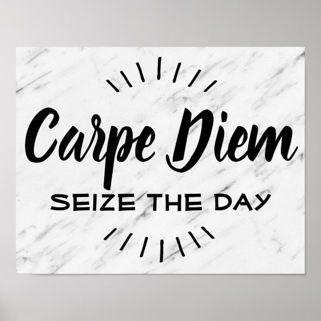 Poster Citation Motivationnelle De Carpe Diem Dit Marbre  (Devant)