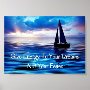 Poster Citation motivationnelle Dreams Voilier Océan