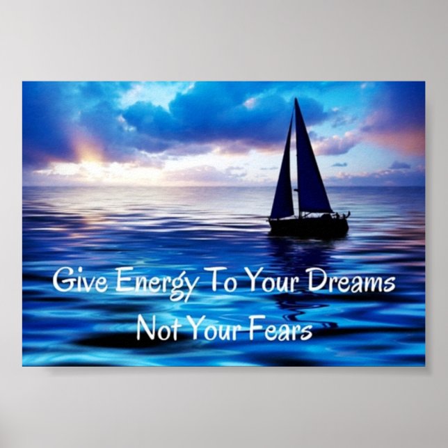 Poster Citation motivationnelle Dreams Voilier Océan (Devant)