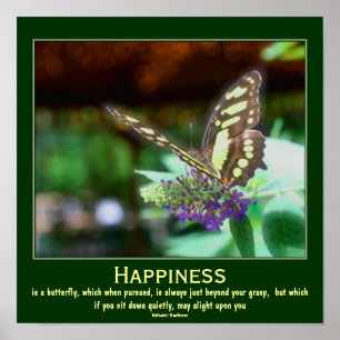 Poster Citation Motivationnelle du papillon de bonheur