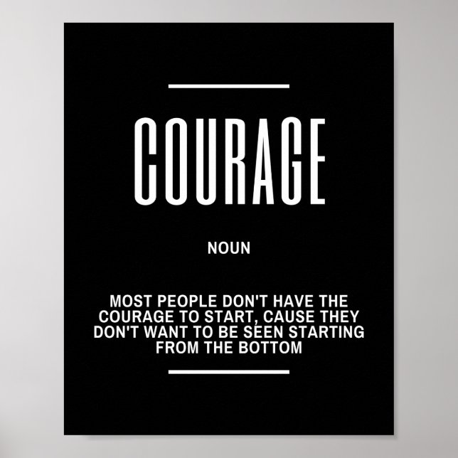 Poster Citation Motivationnelle Sur Le Courage (Devant)