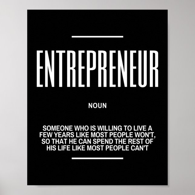Poster Citation Motivationnelle Sur L'Entrepreneur (Devant)
