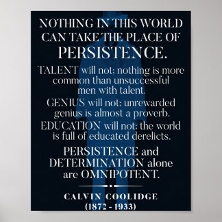 Poster Citation "Persistance" de Calvin Coolidge