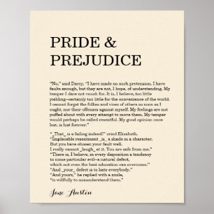 Poster Citation personnalisable Jane Austen de livre